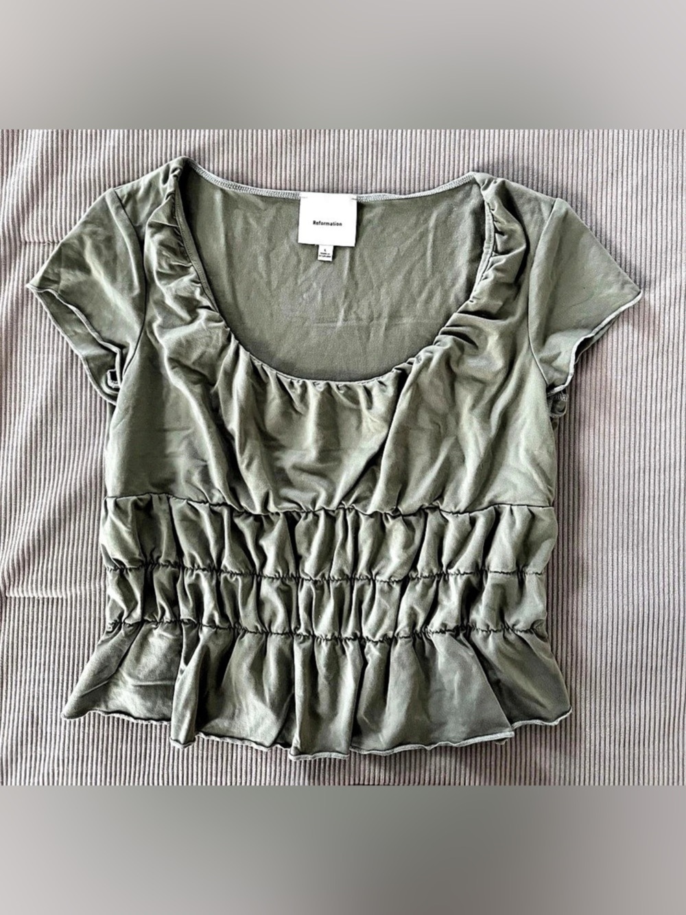 Reformation Ruffled Peplum Blouse